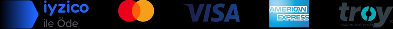 iyzico ile Öde · Visa · Mastercard · American Express · Troy